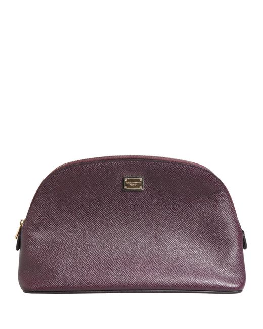 Dolce & Gabbana Purple Dark Leather Dg Logo Zip Around Hand Purse Wallet