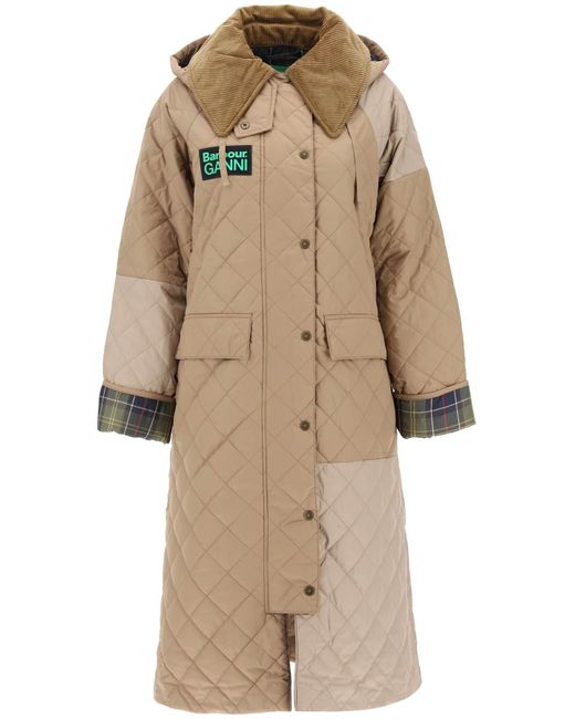 BARBOUR X GANNI Natural Burghley Quilted Trench Coat