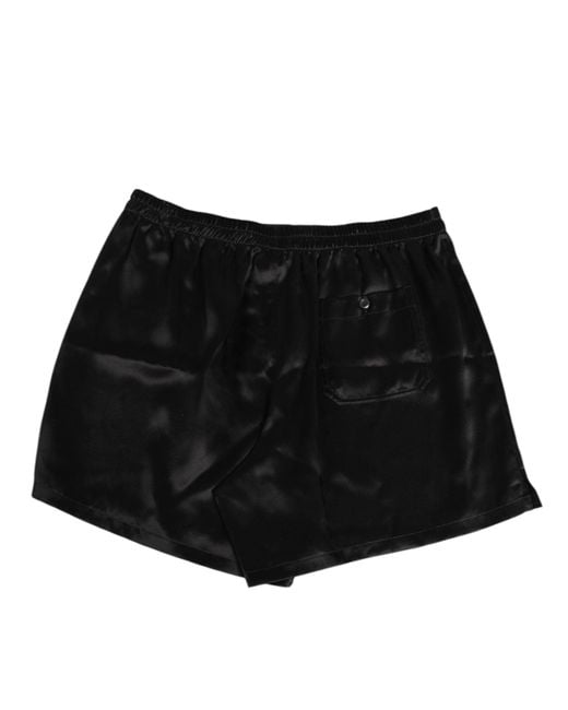 Dolce & Gabbana Black Silk Satin Elastic Men Boxer Short Swimwear for men