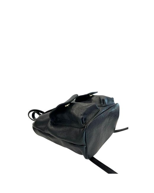 Baldinini Black Leather Backpack