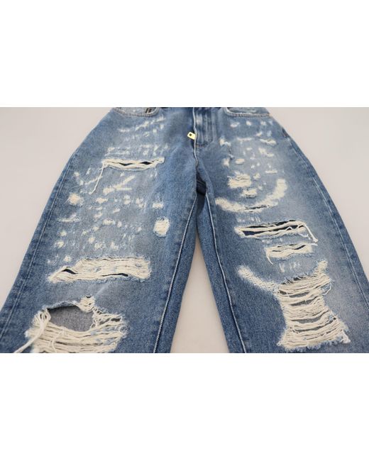 Dolce & Gabbana Blue Chic Tattered Denim Pant