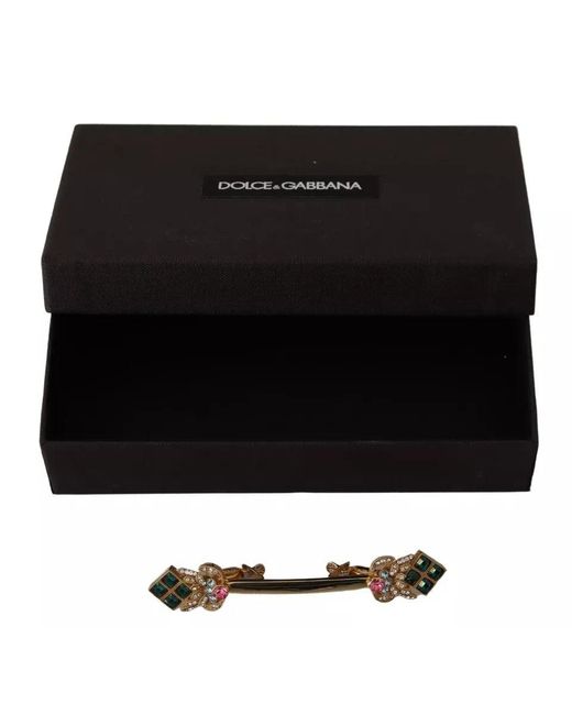 Dolce & Gabbana Black Gold Plated 925 Sterling Silver Crystal Collar Stop Brooch for men