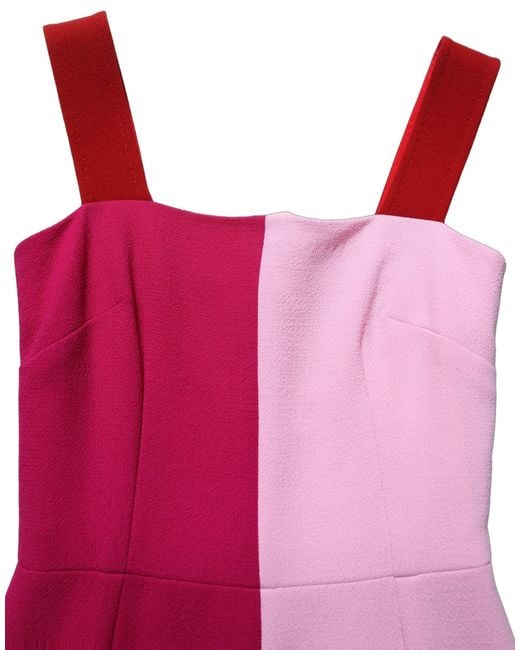 Dolce & Gabbana Two Tone Pink Wool Sleeveless Midi Dress