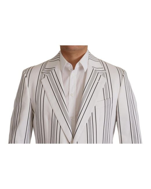 Dolce & Gabbana Gray Stripes Cotton Single Breasted Blazer for men