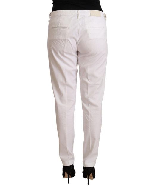 Jacob Cohen White Mid Waist Tapered Birgitte Pants