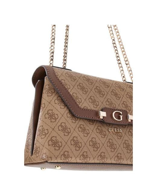 Guess Brown White Polyethylene Handbag