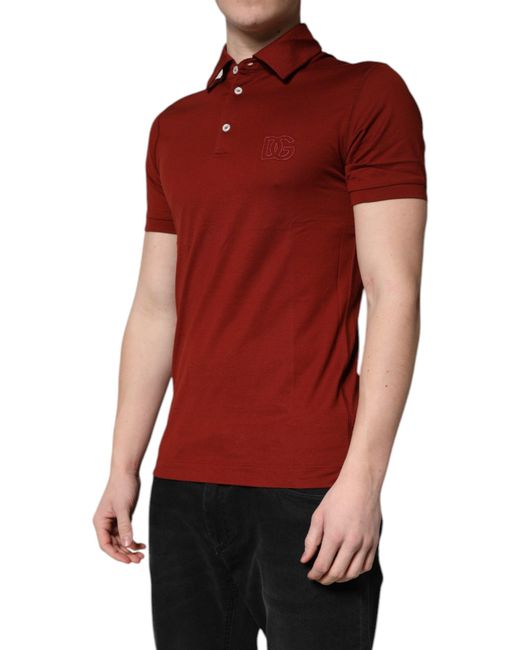 Dolce & Gabbana Red Cotton Dg Logo Collared Men Polo T for men