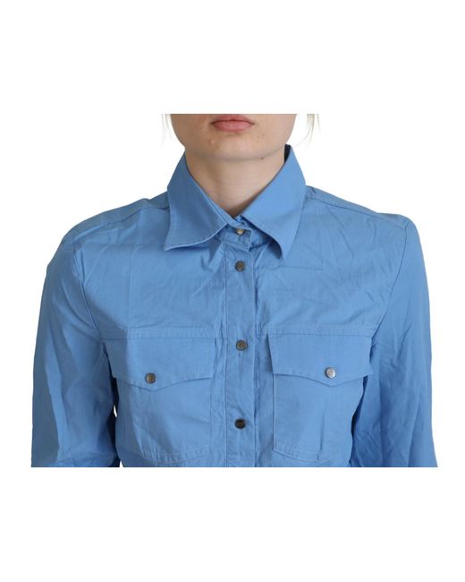 Ferré Blue Elegant Cotton Long Sleeve Polo Top