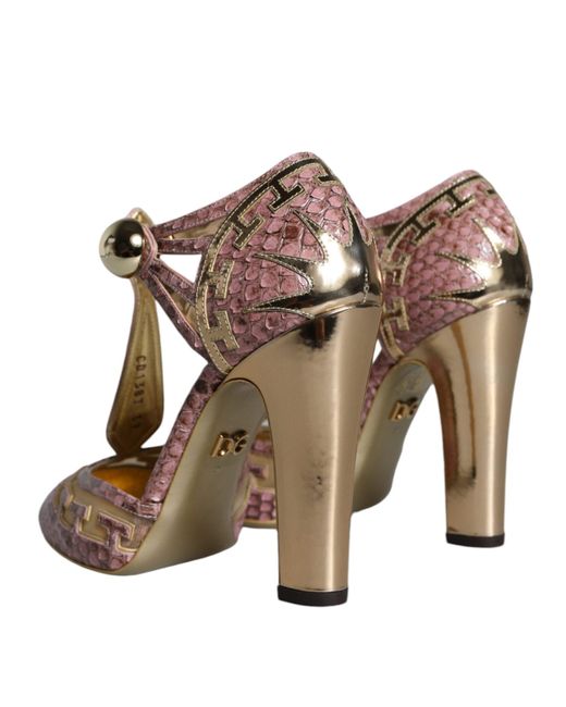 Dolce & Gabbana Brown Leather Pumps T-Strap Sandals Shoes