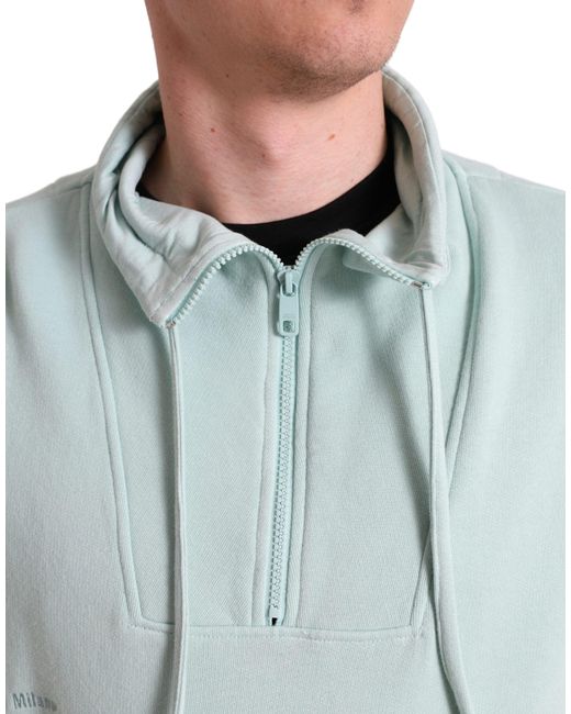 Dolce & Gabbana Blue Mint Green Cotton Pockets Pullover Sweater for men