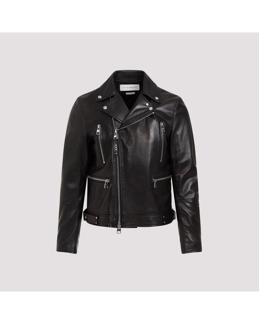 Alexander McQueen Black Lamb Leather Biker Jacket for men