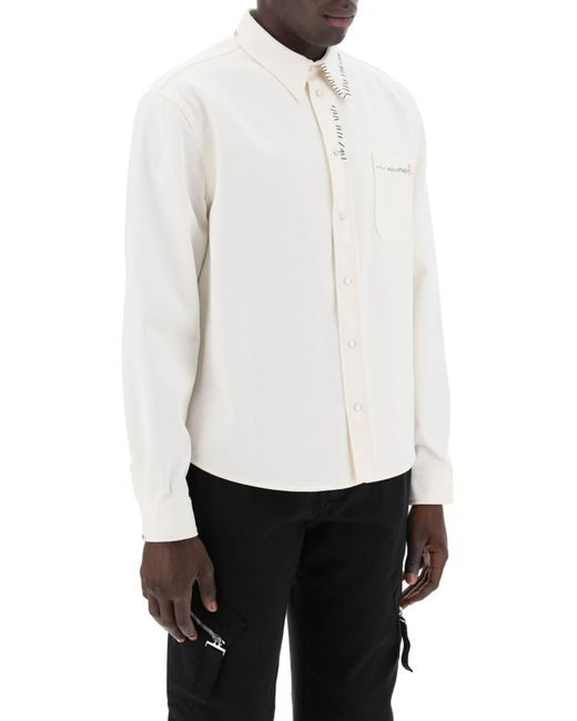 Marni White Overshirt In Drill Di Cotone for men