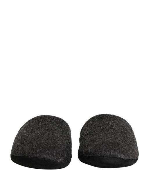 Dolce & Gabbana Multicolor Dark Grey Charcoal Wool Red Slippers Shoes for men