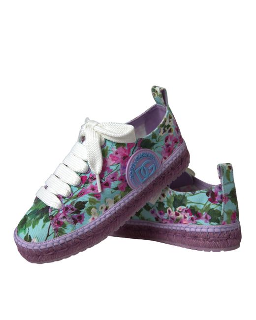 Dolce & Gabbana Purple Canvas Floral Espadrilles Sneakers Shoes