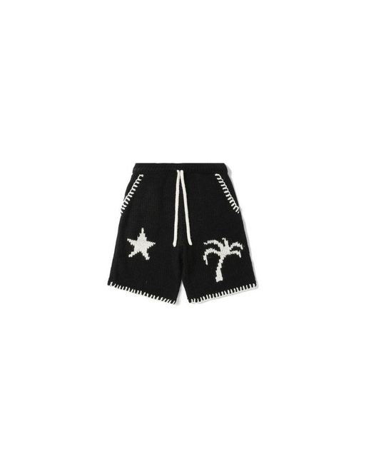 Palm Angels Iconic Wool Blend Oversized Shorts In Black for men