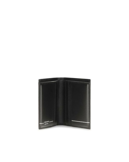 Ferragamo Gray Black Calf Leather Bos Taurus Wallet for men