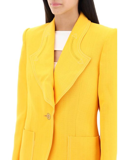 Casablancabrand Yellow Silk Blend Single-breasted Blazer