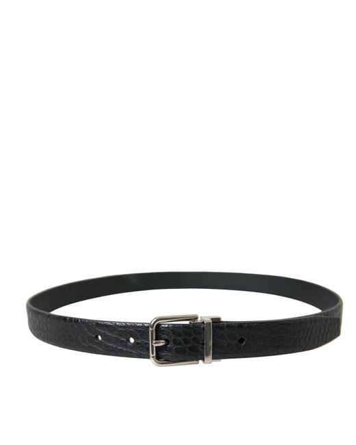 Dolce & Gabbana Black Elegant Alligator Leather Belt for men