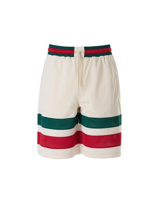 Gucci White Cream Polyester Logo Shorts for men