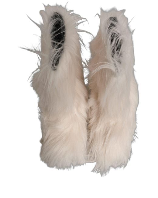 Dolce & Gabbana Natural White Faux Fur Mid Calf Men Boots Shoes for men