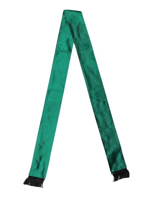 Dolce & Gabbana Green Silk Fringes Neck Wrap Foulard Scarf for men