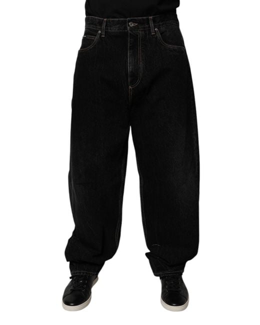 Dolce & Gabbana Men's Black Loose Fit Jeans