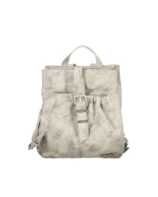 Desigual Natural Gray Polyurethane 's Backpack