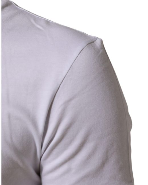 Dolce & Gabbana White Cotton Logo Print Crew Neck Men T for men