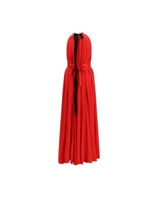 Sa Su Phi Red Multicolor Polyester Long Dress