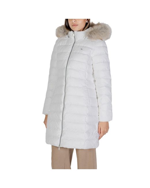 Tommy Hilfiger Gray White Recycled Polyester Jackets & Coat
