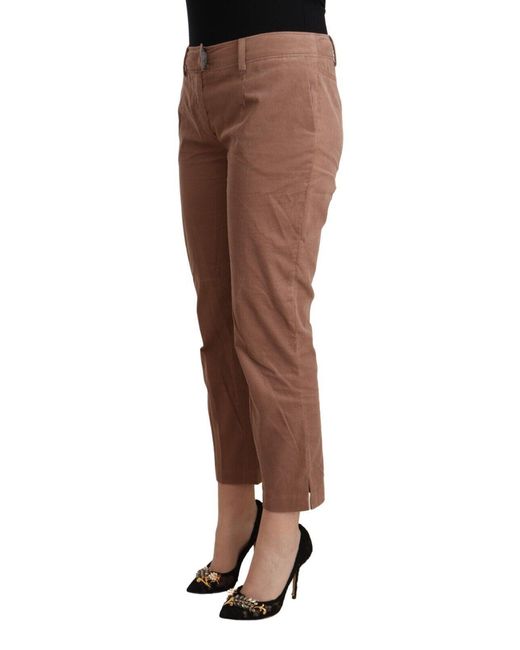 CoSTUME NATIONAL Brown Cotton Tapered Cropped Pants