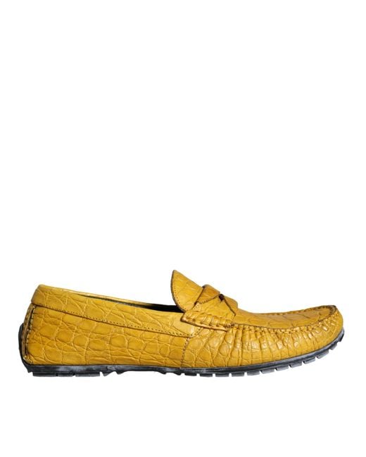 Dolce & Gabbana Yellow Leather Slip Mocassin Loafers Shoes for men