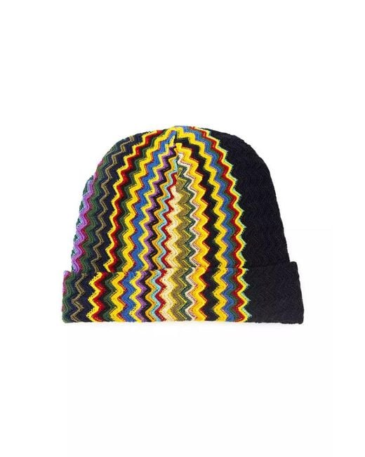 Missoni Yellow Multicolor Wool Men Hat