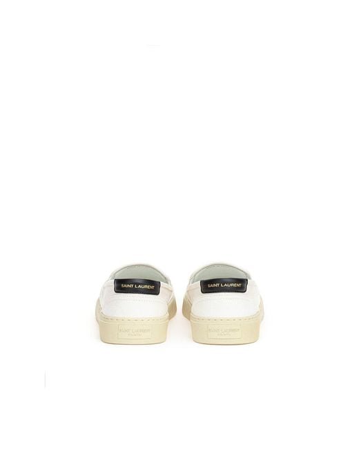 Saint Laurent Natural White Cotton Low Top Sneakers