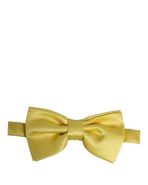 Dolce & Gabbana Men Yellow 100% Silk Adjustable Neck Papillon Bow Tie for men