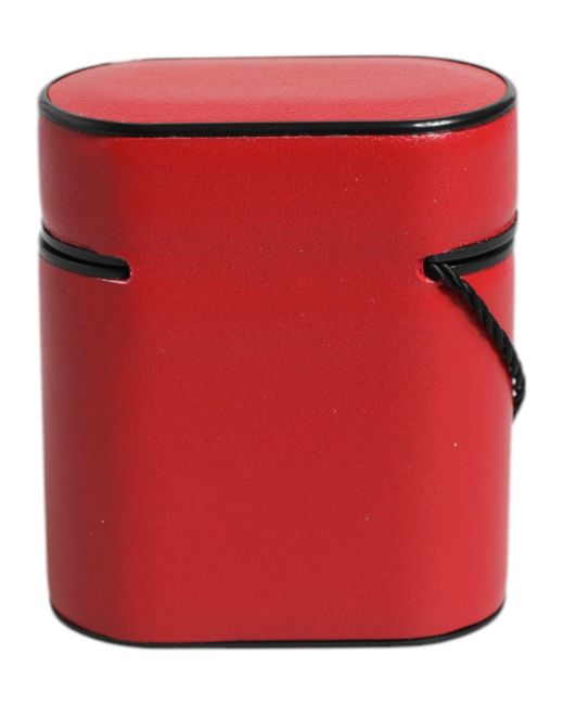 Dolce & Gabbana Red Calfskin Leather Logo Flip Earphones Case for men