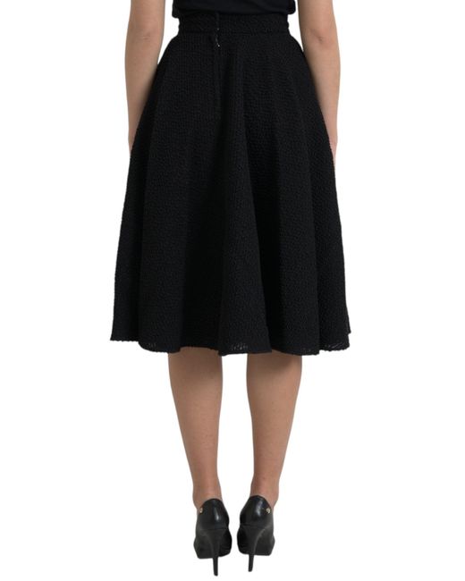 Dolce & Gabbana Black High Waist A-Line Knee Length Skirt