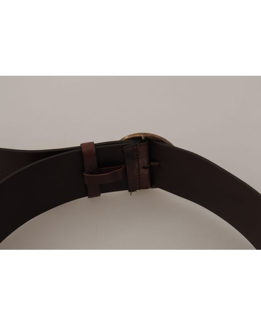 Dolce & Gabbana Black Elegant Dark Leather Belt With Logo Buckle