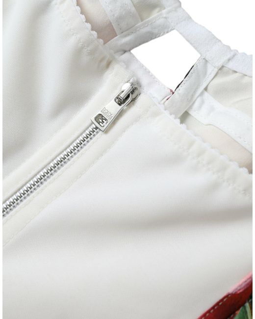 Dolce & Gabbana White Floral Silk Blend Bustier Bodycon Dres