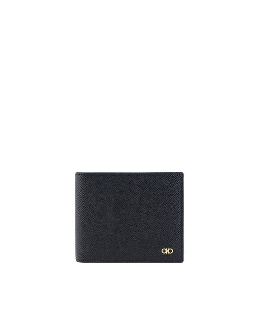 Ferragamo Black Calf Leather Bos Taurus Wallet for men