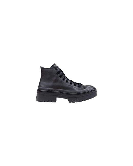 Converse Blue Black Leather Ankle Boots