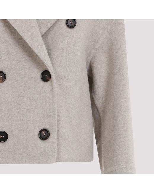 Brunello Cucinelli Gray Beige Db Couture Wool Coat