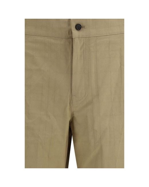 Burberry Green Beige Cotton Casual Pants for men