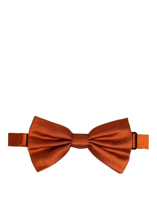 Dolce & Gabbana Men Orange 100% Silk Adjustable Neck Papillon Bow Tie for men