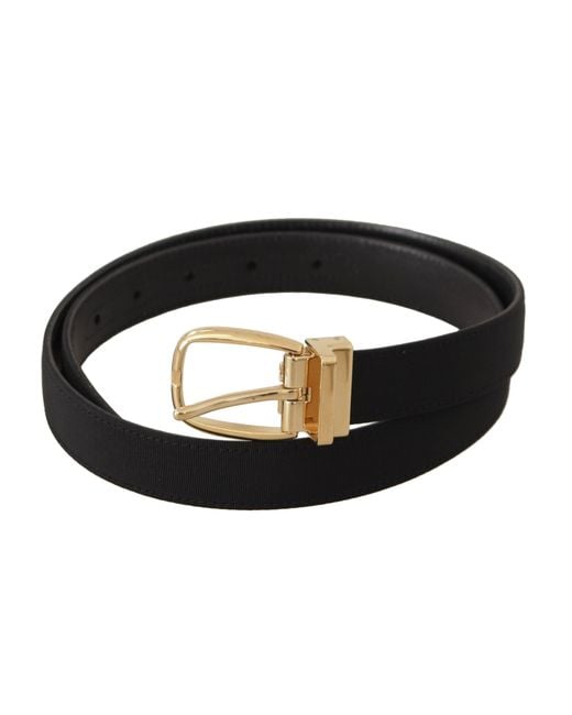 Dolce & Gabbana Black Canvas Leather Metal Buckle Belt for men