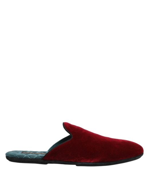 Dolce & Gabbana Red Suede Slides Flat Slipper Men Shoes for men