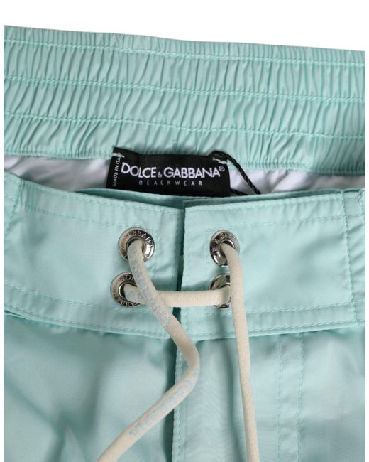 Dolce & Gabbana Blue Aqua Polyester Beachwear Shorts Swimwear Aquamarine Nylon for men