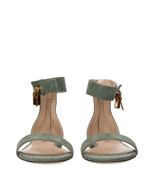 Tom Ford Green Leather Flat Sandals