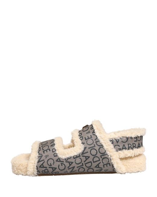 Dolce & Gabbana Natural Beige Faux Fur Logo Print Flats Sandals Shoes for men