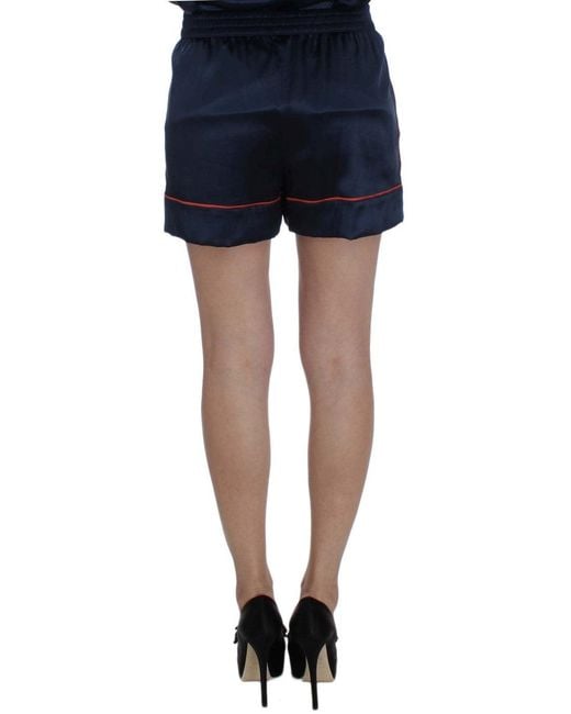 Dolce & Gabbana Blue Silk Stretch Sleepwear Shorts